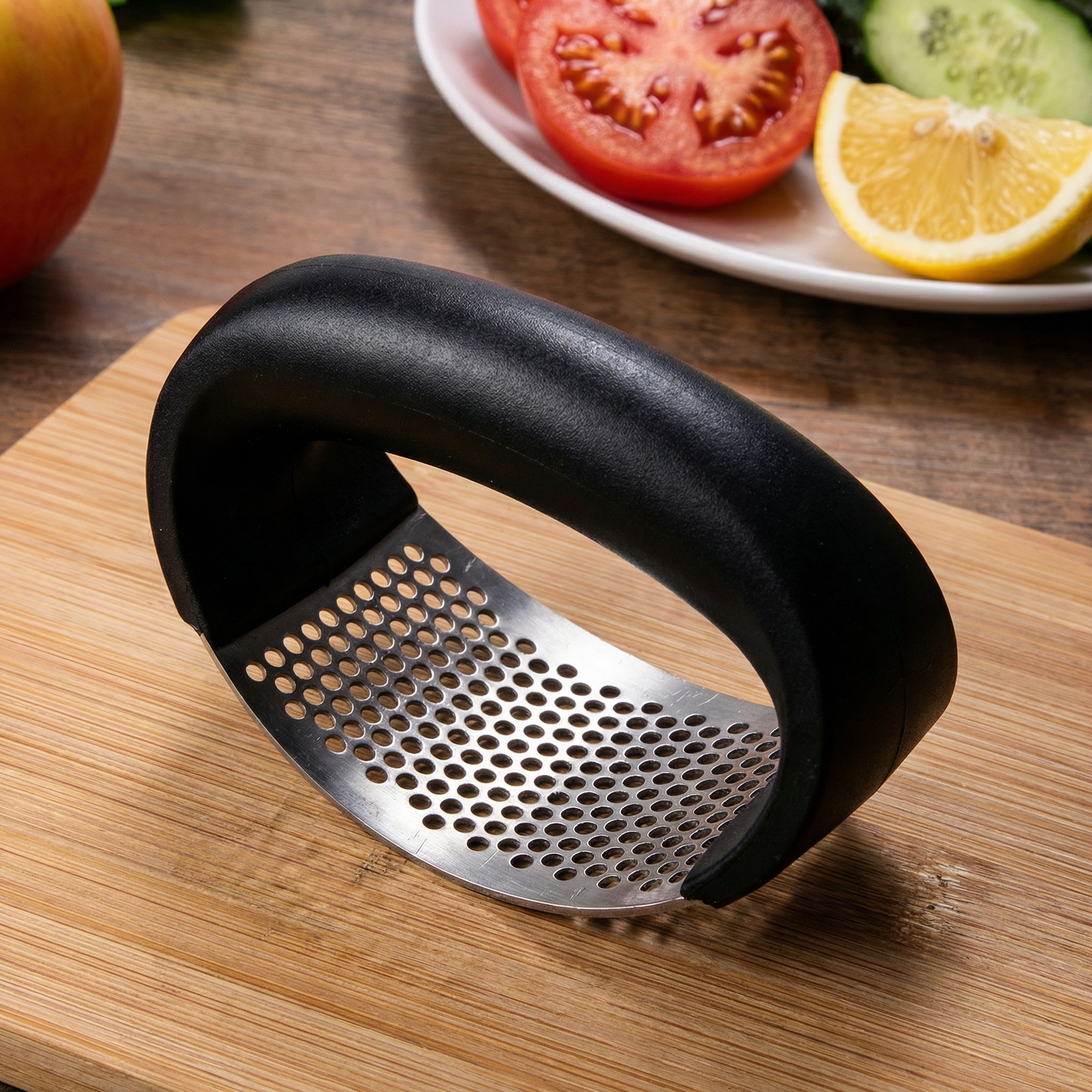 Premium Stainless Steel Garlic Press Rocker – Ergonomic Kitchen Mincer & Crusher Tool