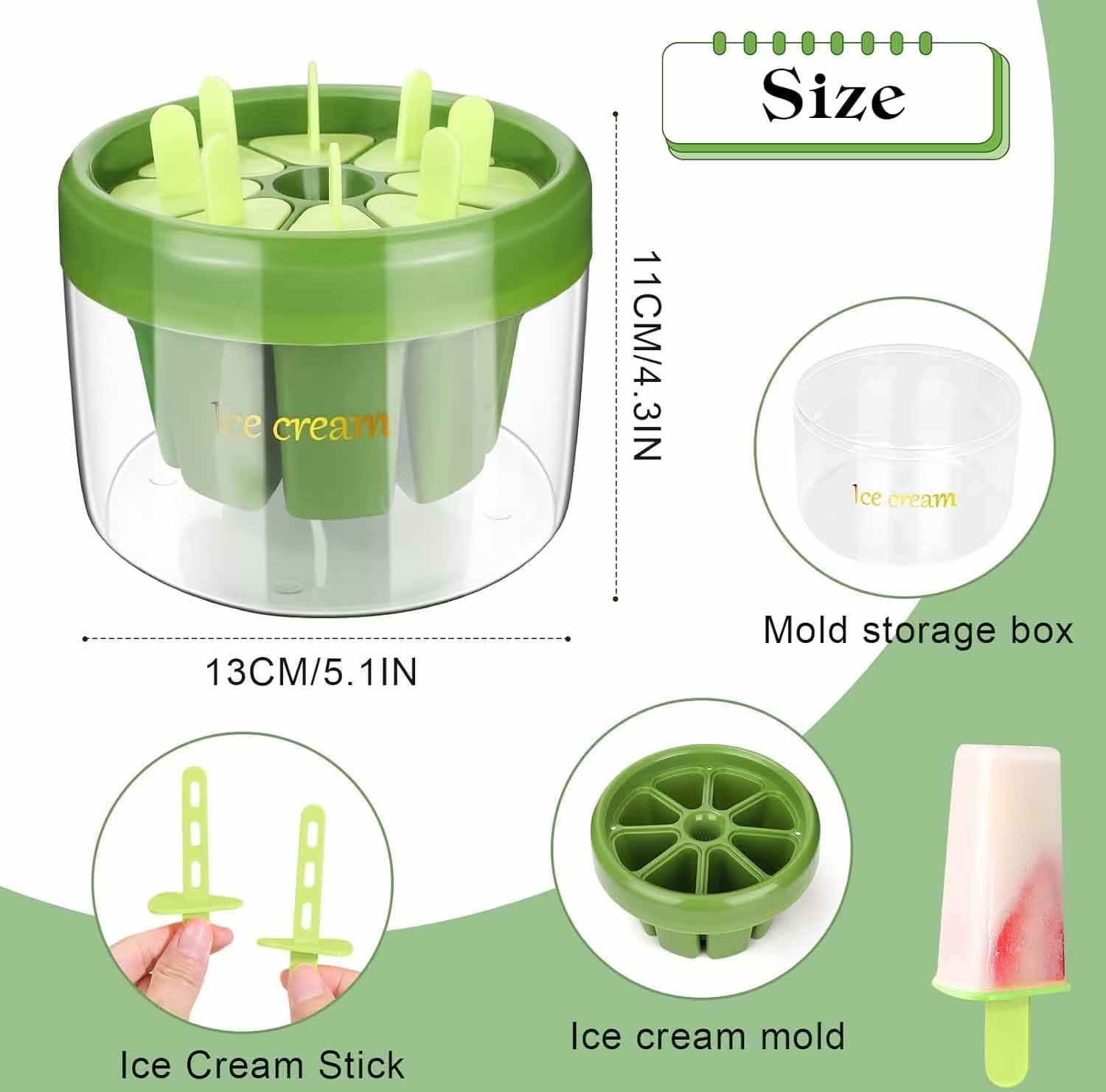 Geariva Popsicle Mold Tray With 8 Ice Cream Slots