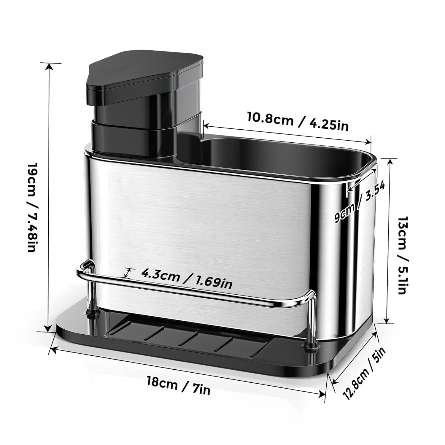 Geariva Stainless Steel 3-in-1 Sink Soap Dispenser