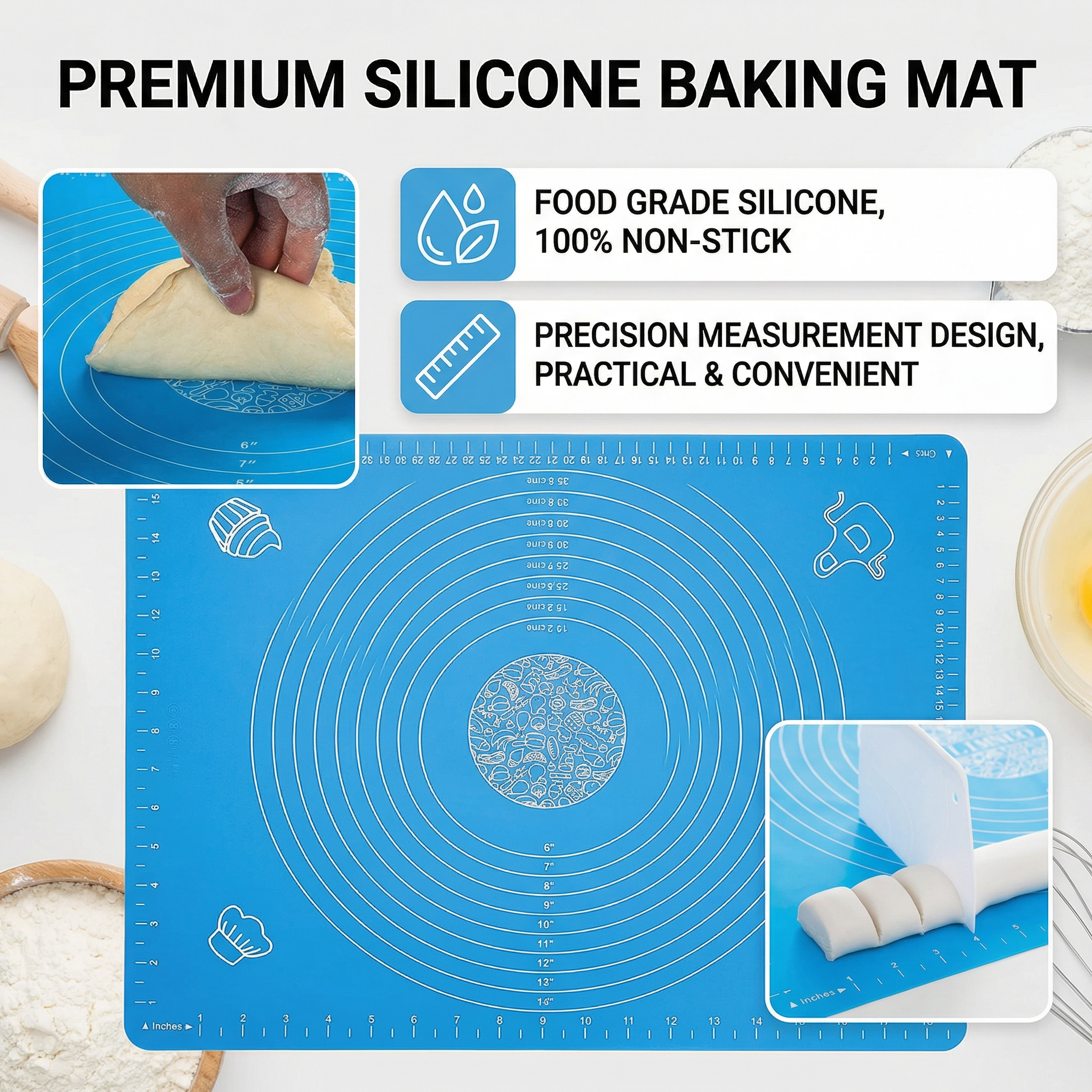 Non-Slip Silicone Baking & Dough Rolling Mat
