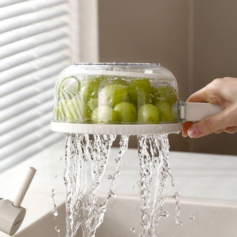 Foldable Vegetable Washing Basket With Drain Lid (L-22 cm)