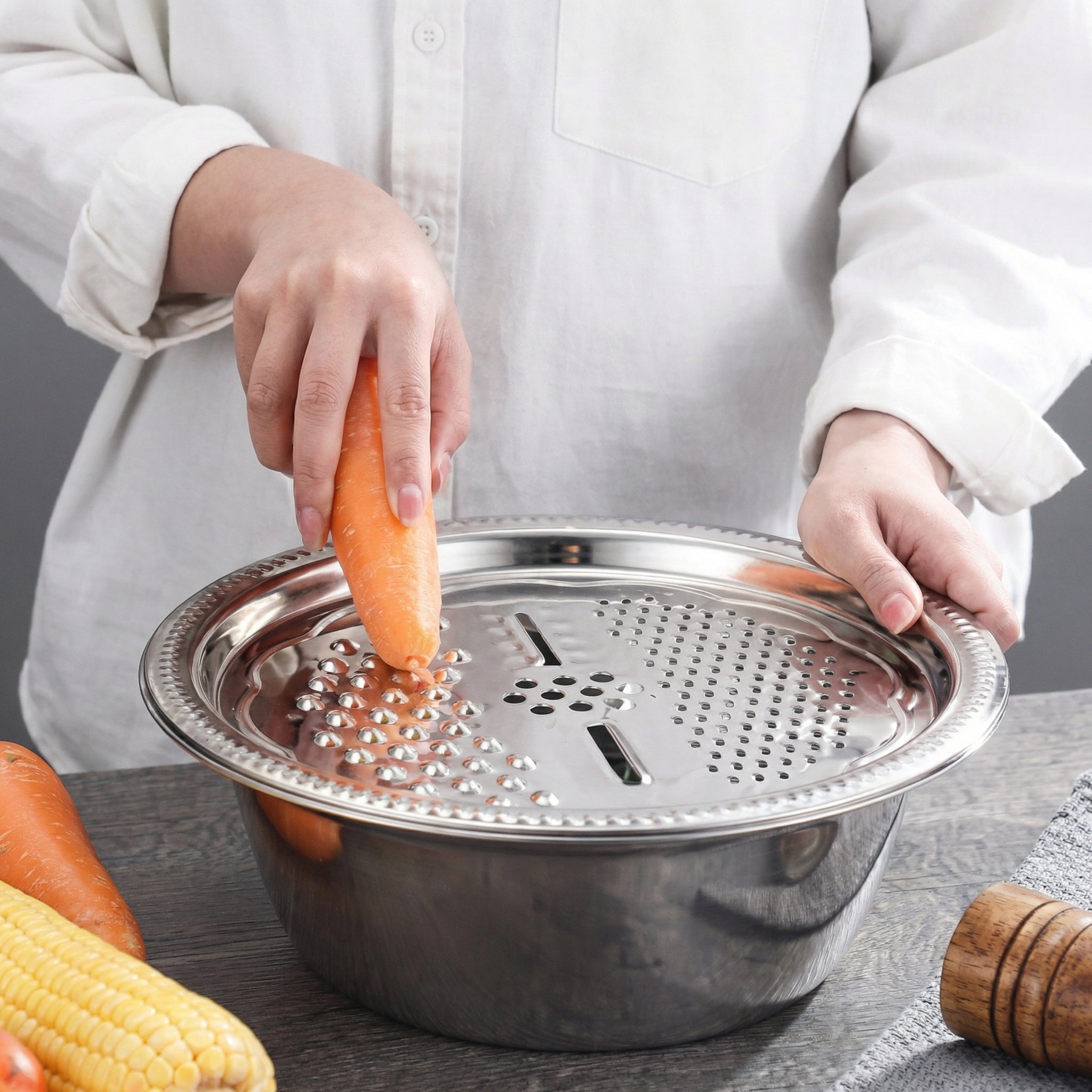 Geariva Stainless Steel Grater Bowl With Colander Set